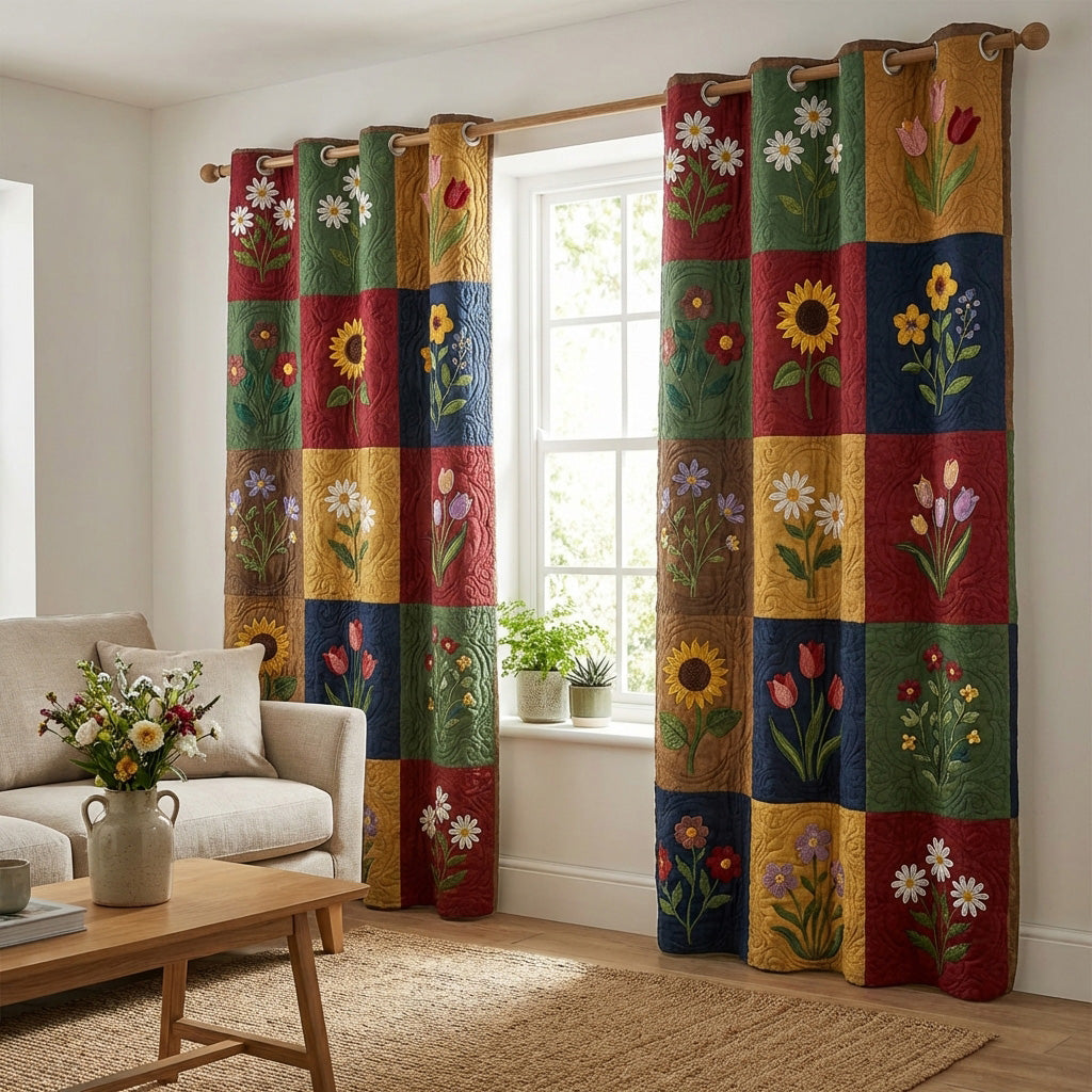 Wildflower Field Quilted Curtains NCU0TV1754