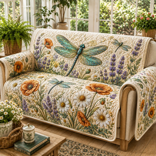 Wildflower Field Skimmer Quilted Sofa Cover NCU0VL3818