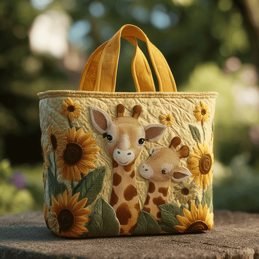 Wildflower Giraffe Quilted Tote Bag NCU0TH2745