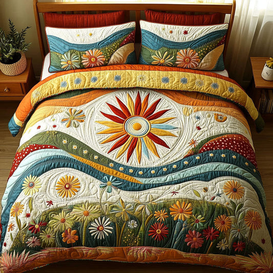 Wildflower Glow 3-Piece Quilted Bedding Set NCU0PT5410