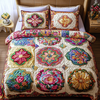 Wildflower Glow 3-Piece Quilted Bedding Set NCU0VH2121