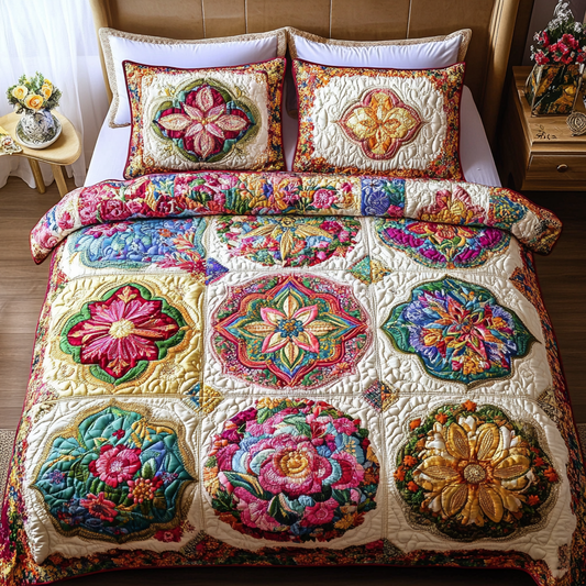 Wildflower Glow 3-Piece Quilted Bedding Set NCU0VH2121
