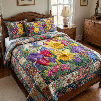 Wildflower Harmony 3-Piece Quilted Bedding Set NCU0NT12231