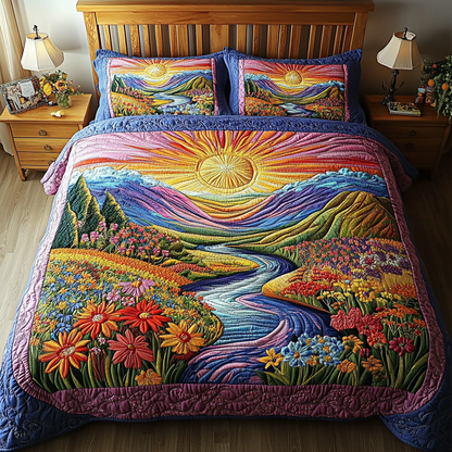 Wildflower Haven 3-Piece Quilted Bedding Set NCU0VL1305