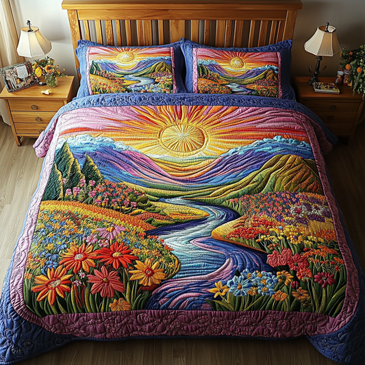 Wildflower Haven 3-Piece Quilted Bedding Set NCU0VL1305