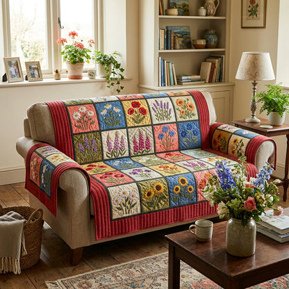 Wildflower Haven Quilted Sofa Cover NCU0DV9727