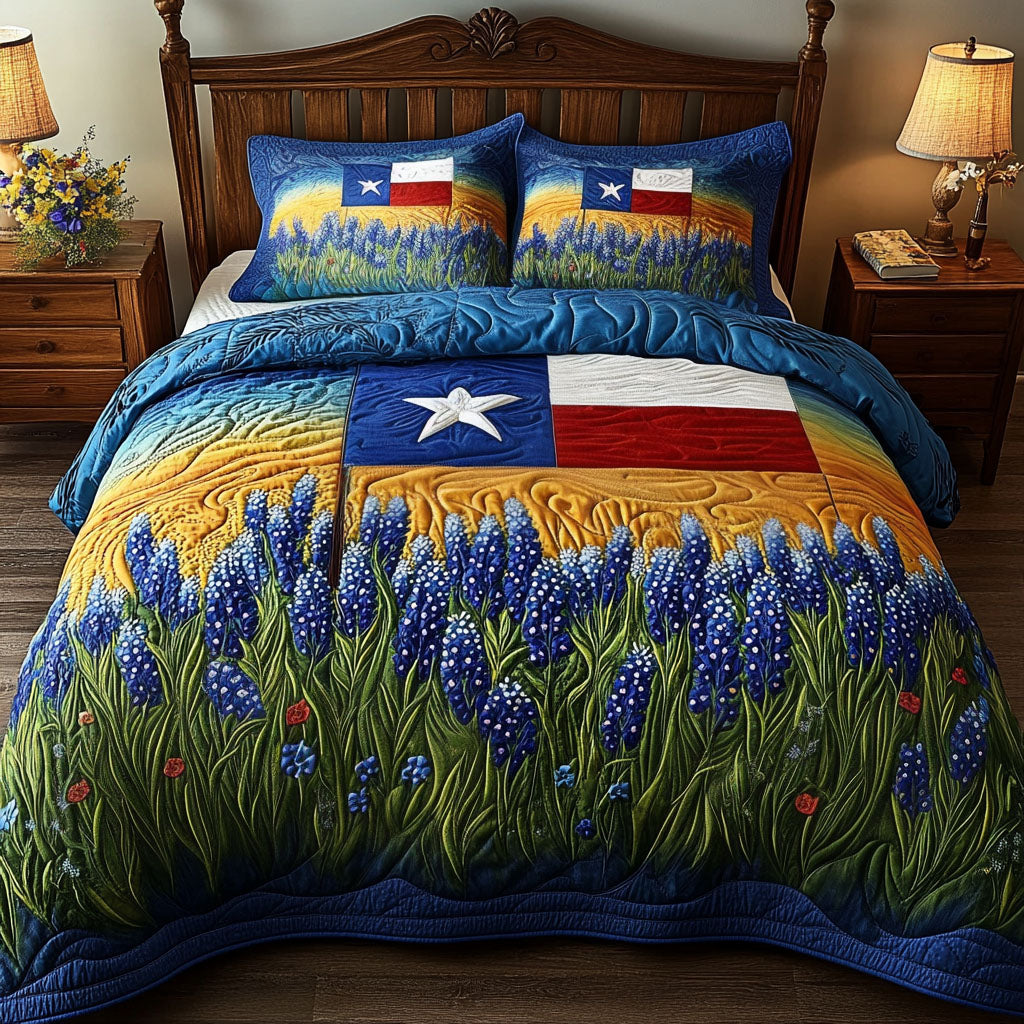 Wildflower Journey 3-Piece Quilted Bedding Set NCU0NT5504