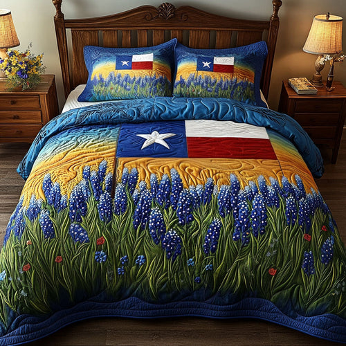 Wildflower Journey 3-Piece Quilted Bedding Set NCU0NT5504
