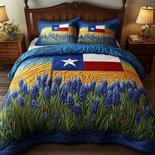 Wildflower Journey 3-Piece Quilted Bedding Set NCU0NT5504