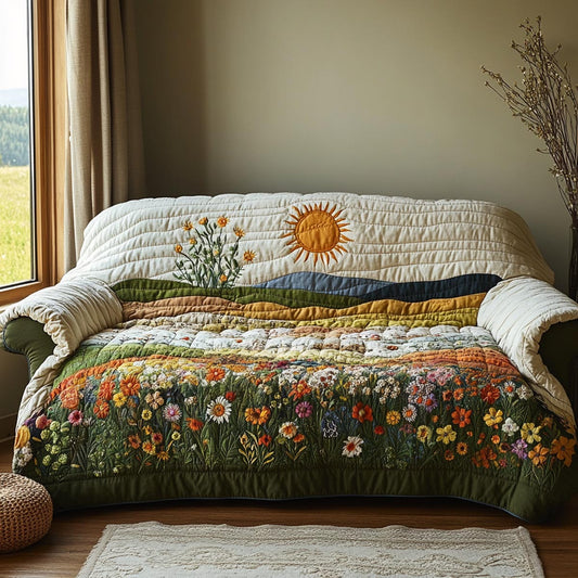 Wildflower Meadow Quilted Sofa Cover NCU0DV9427