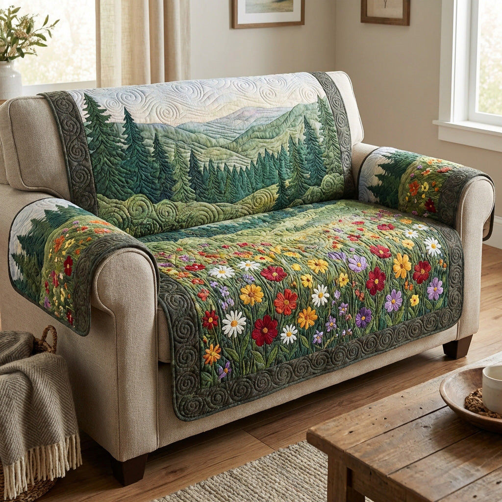 Wildflower Meadow Quilted Sofa Cover NCU0TV1589