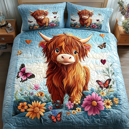 Wildflower Moo 3-Piece Quilted Bedding Set NCU0VL2247
