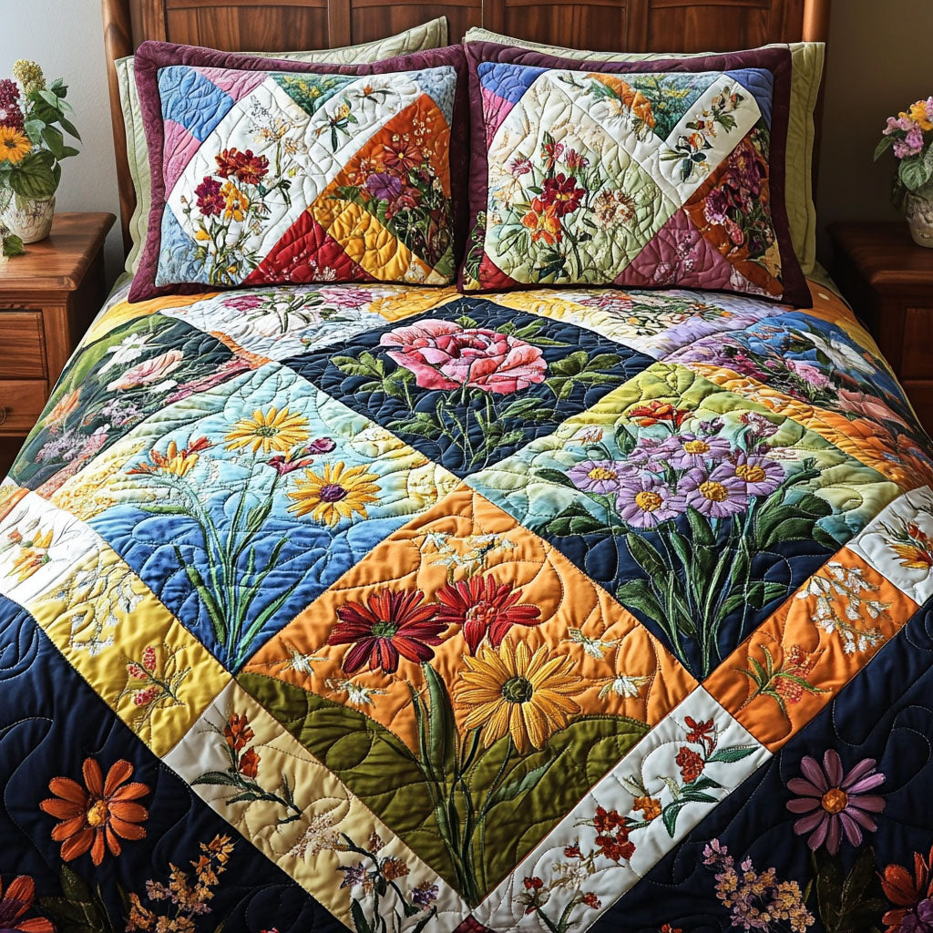 Wildflower Patch 3-Piece Quilted Bedding Set NCU0PT4786