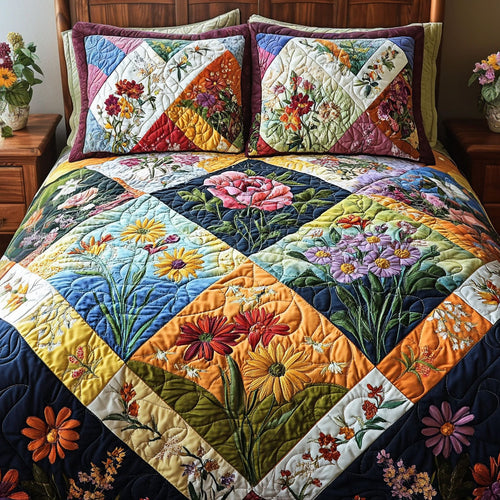 Wildflower Patch 3-Piece Quilted Bedding Set NCU0PT4786