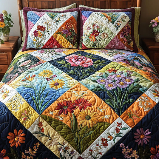 Wildflower Patch 3-Piece Quilted Bedding Set NCU0PT4786