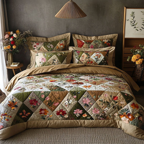 Wildflower Patchwork 3-Piece Quilted Bedding Set NCU0PT5146