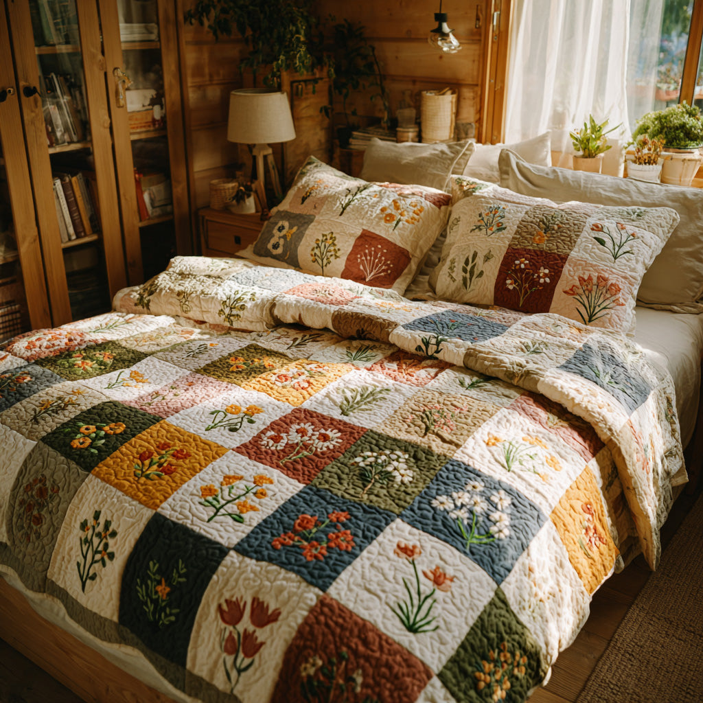 Wildflower Quilt 3-Piece Quilted Bedding Set NCU0VL3216