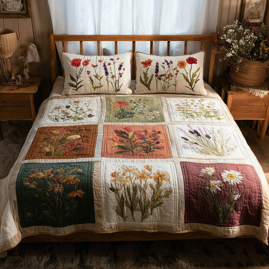 Wildflower Tiles 3-Piece Quilted Bedding Set NCU0VL3240