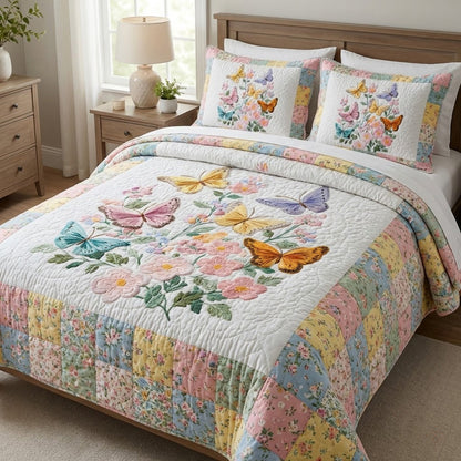 Wildflower Waltz 3-Piece Quilted Bedding Set NCU0VL3334