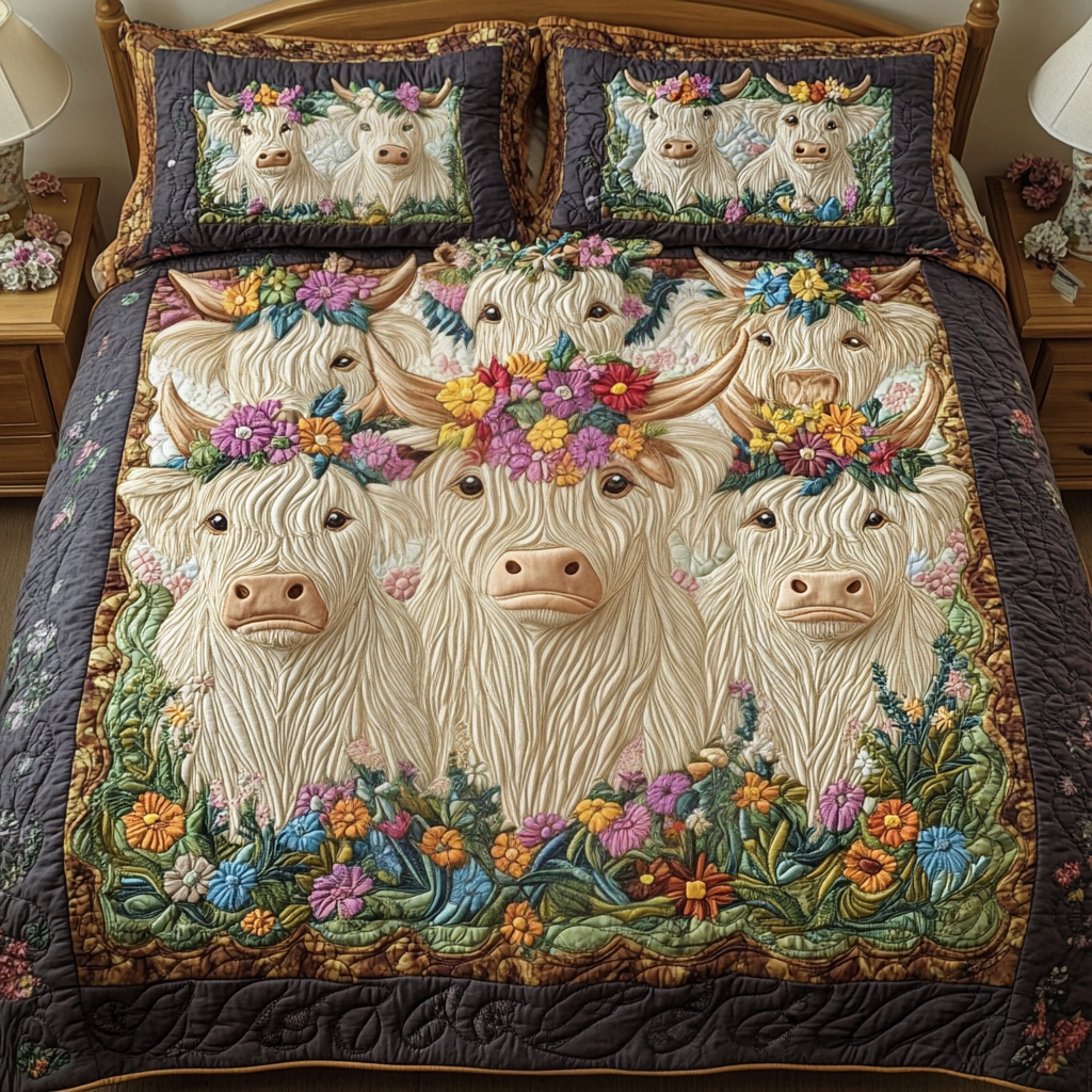 Wildflower Wanderers 3-Piece Quilted Bedding Set NCU0VH1872