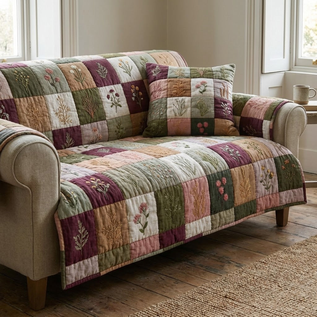 Wildflower Whisper Quilted Sofa Cover NCU0VL3348