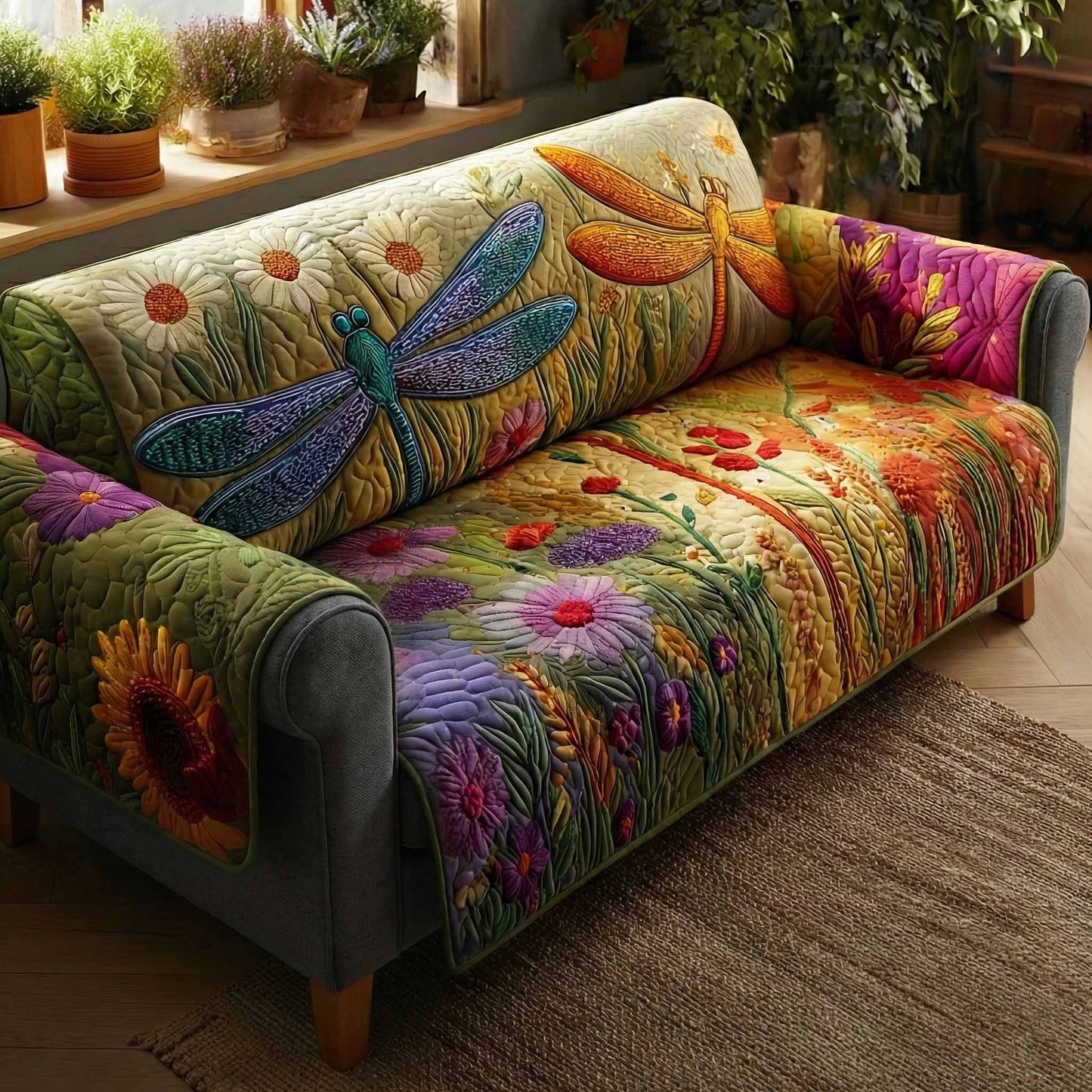 Wildflower Wings Quilted Sofa Cover NCU0XD2347