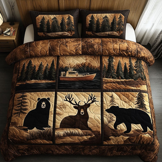 Wildlife Adventures 3-Piece Quilted Bedding Set NCU0NT5593