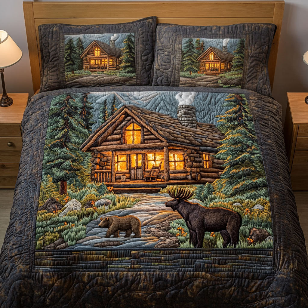 Wildlife Cabin 3-Piece Quilted Bedding Set NCU0NT3096