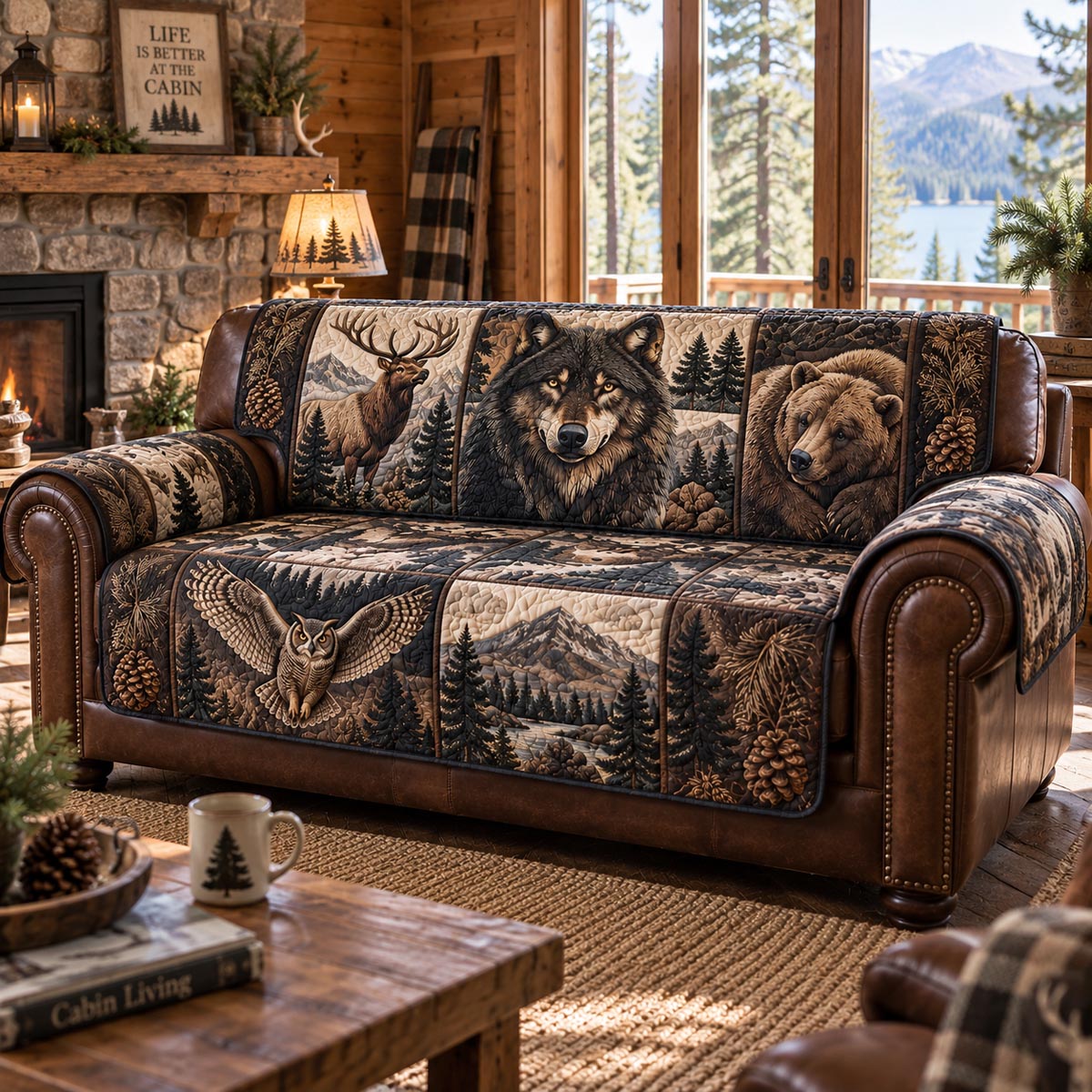 Wildlife Lodge Quilted Sofa Cover NCU0DV10103