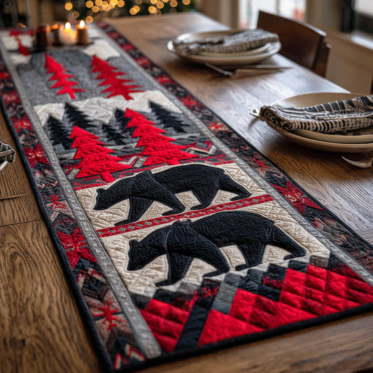 Wildwood Bear Quilted Table Runner NCU0TD1948