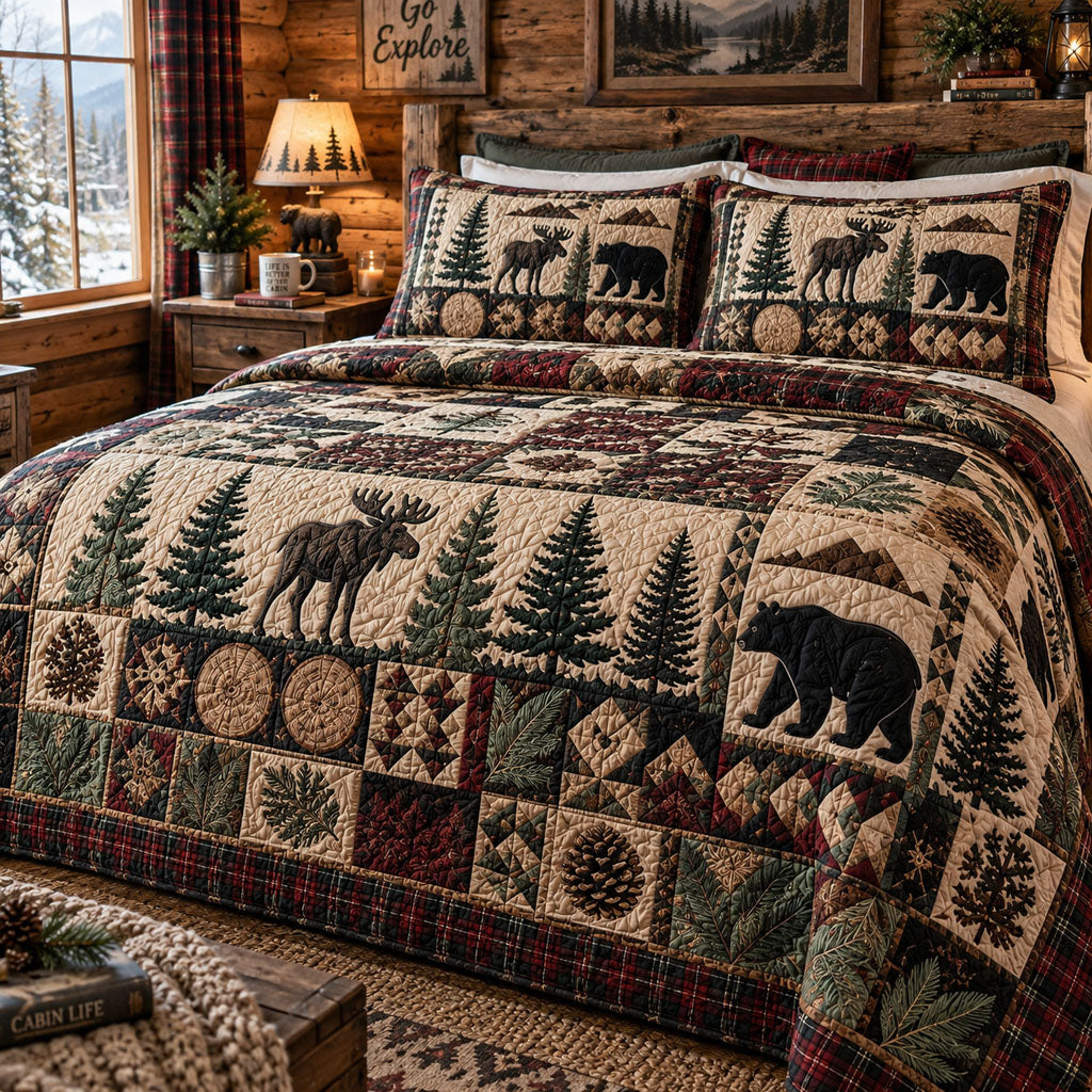 Wildwood Cabin Legacy 3-Piece Quilted Bedding Set NCU0PT12216