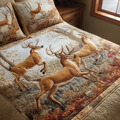 Wildwood Deer 3-Piece Quilted Bedding Set NCU0DV8029