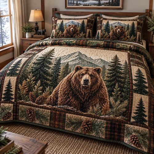Wildwood Grizzly Retreat 3-Piece Quilted Bedding Set NCU0PT12217