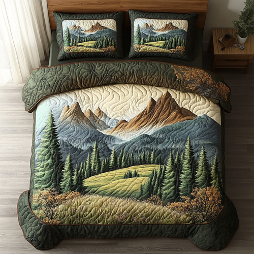 Wildwood Scene 3-Piece Quilted Bedding Set NCU0DK7465