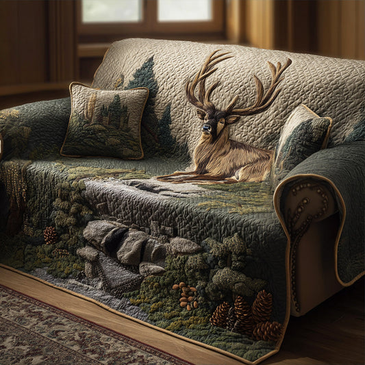 Wildwood Stag Quilted Sofa Cover NCU0TD2090