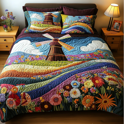 Wind Bloom 3-Piece Quilted Bedding Set NCU0DK9819