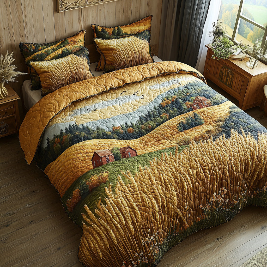 Wind in Wheat 3-Piece Quilted Bedding Set NCU0DV7109