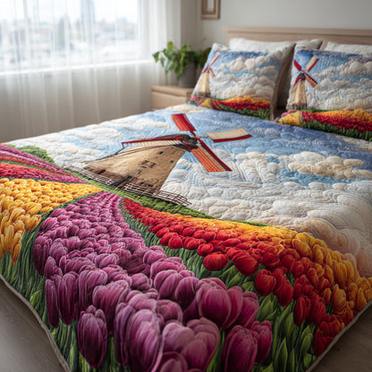 Windmill Blooms 3-Piece Quilted Bedding Set NCU0VL3138