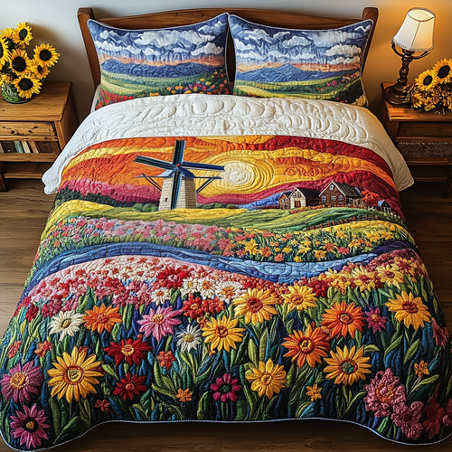 Windmill Dream 3-Piece Quilted Bedding Set NCU0VL1676