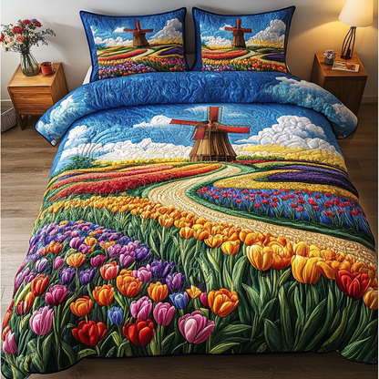 Windmill Dreams 3-Piece Quilted Bedding Set NCU0DK4739