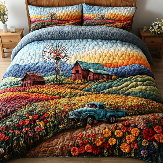 Windmill Dreams 3-Piece Quilted Bedding Set NCU0DV4386