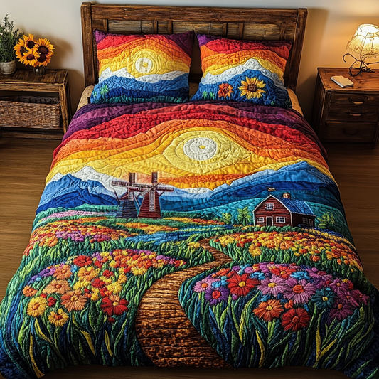 Windmill Garden 3-Piece Quilted Bedding Set NCU0VL1682