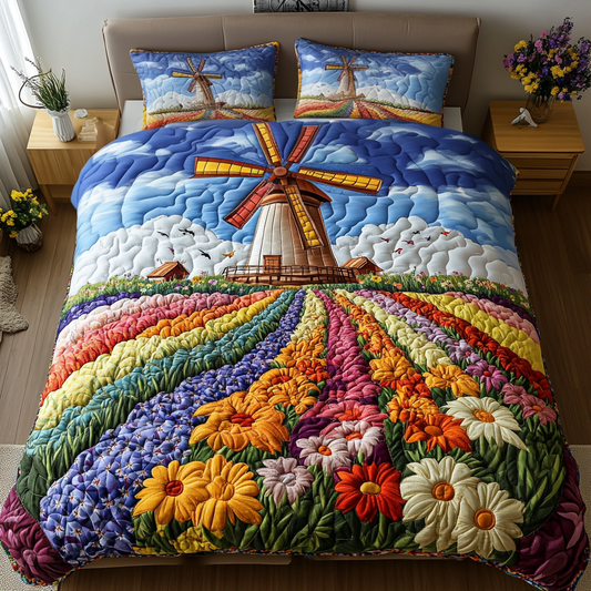 Windmill Meadow 3-Piece Quilted Bedding Set NCU0VH5071
