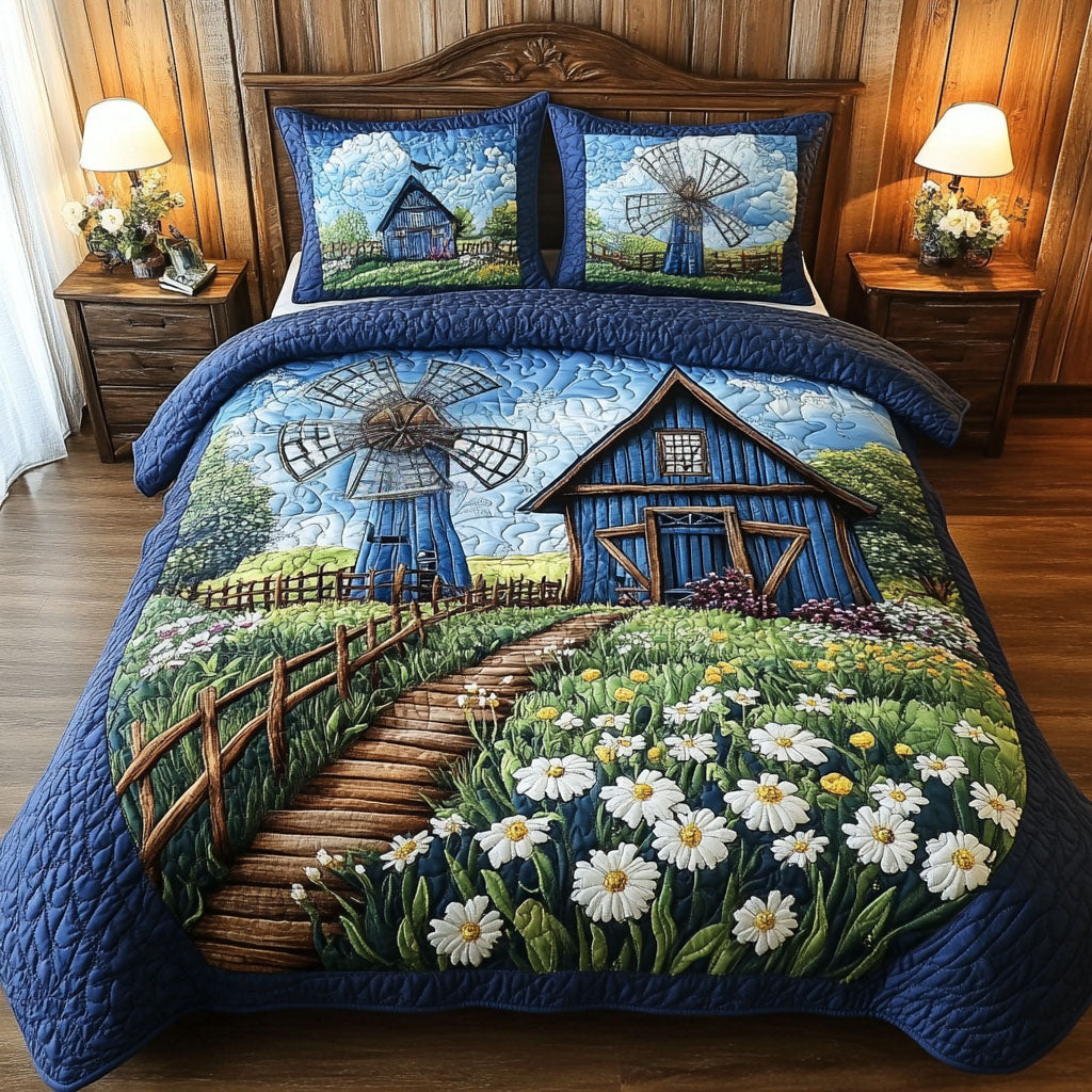 Windmill Path 3-Piece Quilted Bedding Set NCU0NT5462