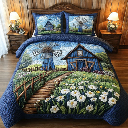 Windmill Path 3-Piece Quilted Bedding Set NCU0NT5462