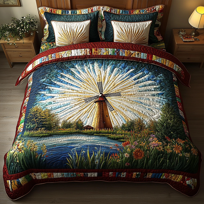 Windmill Serenity 3-Piece Quilted Bedding Set NCU0DK4745