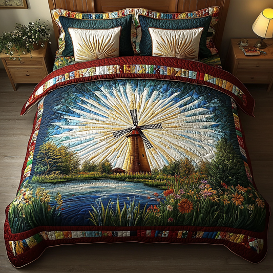 Windmill Serenity 3-Piece Quilted Bedding Set NCU0DK4745