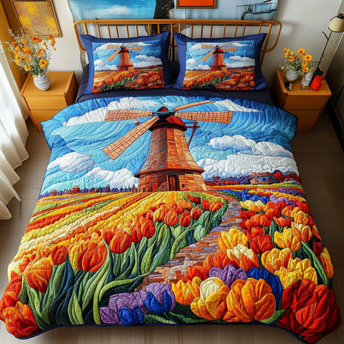 Windswept Blooms 3-Piece Quilted Bedding Set NCU0PT6362