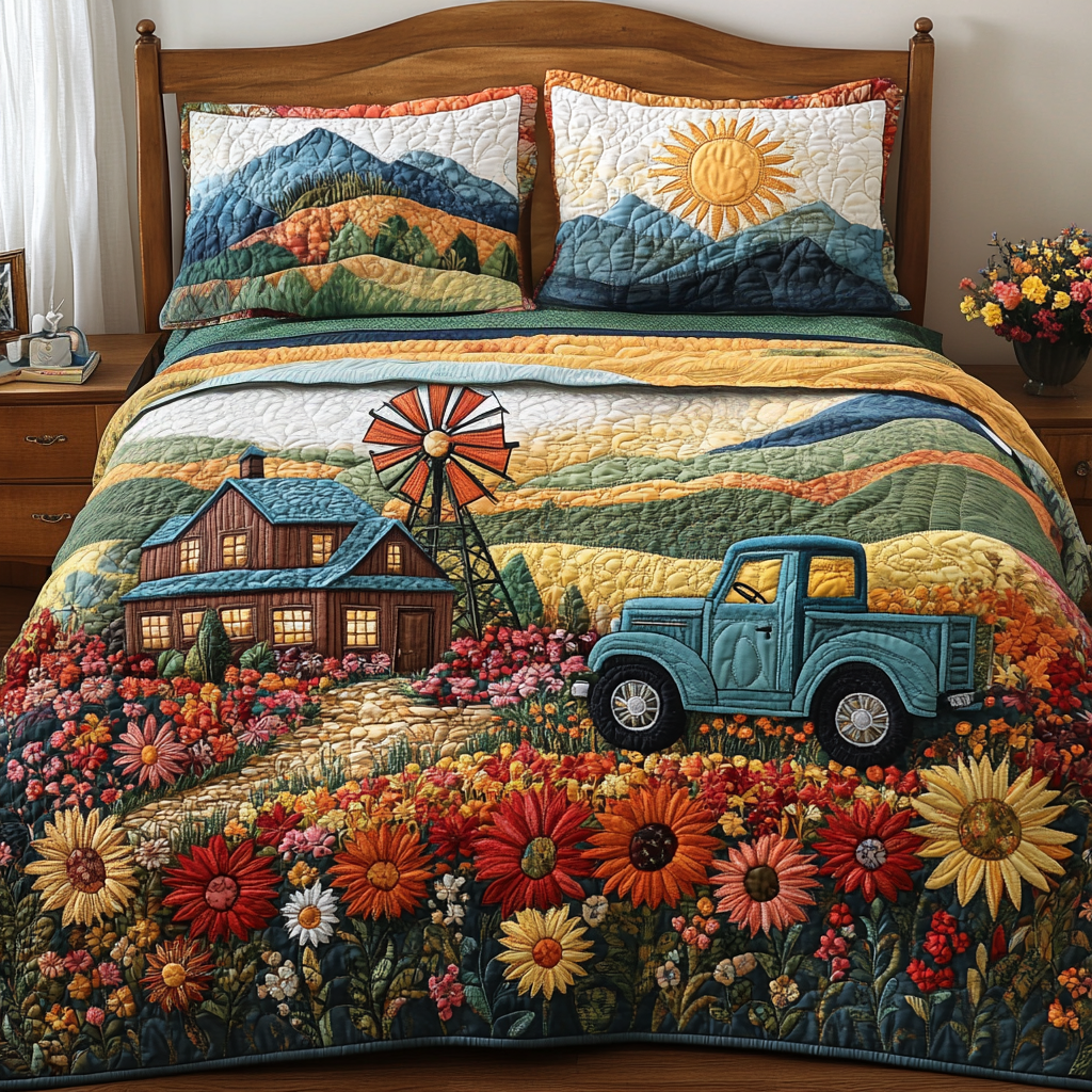 Windswept Views 3-Piece Quilted Bedding Set NCU0DV4390