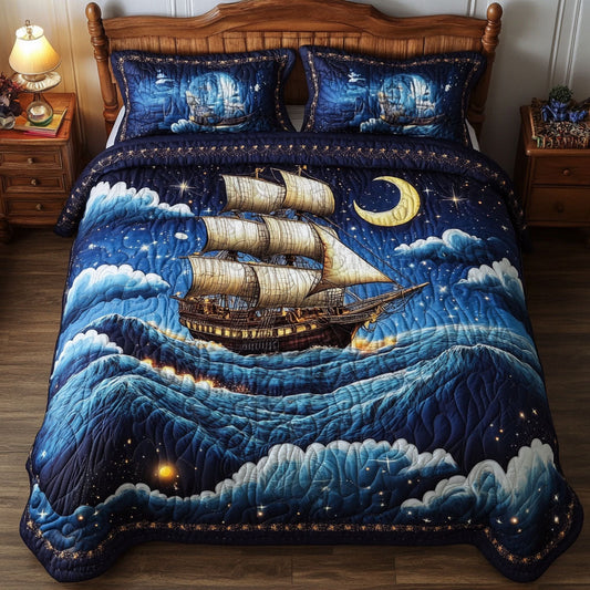 Windswept Waterscape 3-Piece Quilted Bedding Set NCU0PT3589